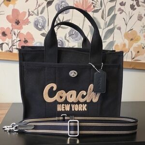 Coach Black and Gold Canvas Tote